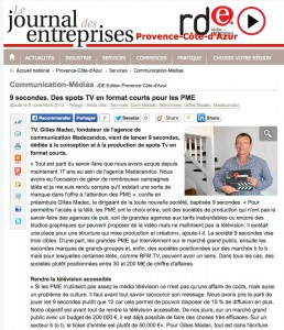 article Journal des entreprises sur 9 secondes